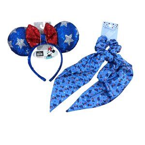 Disney Minnie Mouse Sequin Headband & Oh My Stars Scrunchie Bow Set Kids Patriot